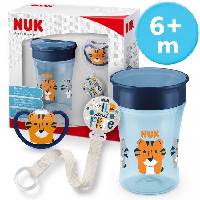 NUK Сет "Magic & Space" (чашка, ланче и цуцла) 6м+
