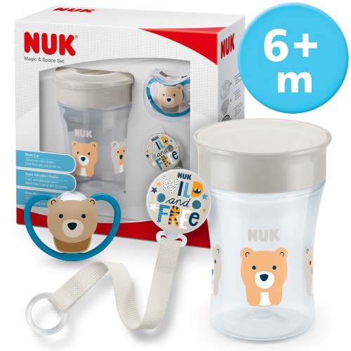NUK Сет "Magic & Space" (чашка, ланче и цуцла) 6м+