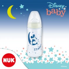 NUK First Choice+ шише ПП 300мл силикон цуцла 6+/M "Night Fluo Disney Mickey" - Temperature Control