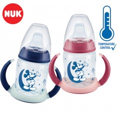 NUK PP First Choice+ Флуросцентно шише со рачки и силикон клунче 150ml "Disney Mickey" (6+мес.)