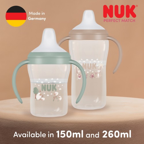 NUK Perfect Match Learner Bottle "Шишенце со Рачки и Некапечко Клунче 150/260ml" 6m+