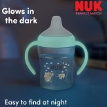 NUK Perfect Match Learner Bottle Glow in The Dark "Шишенце со Флуросцентни Рачки и Некапечко Клунче 150ml" 6m+
