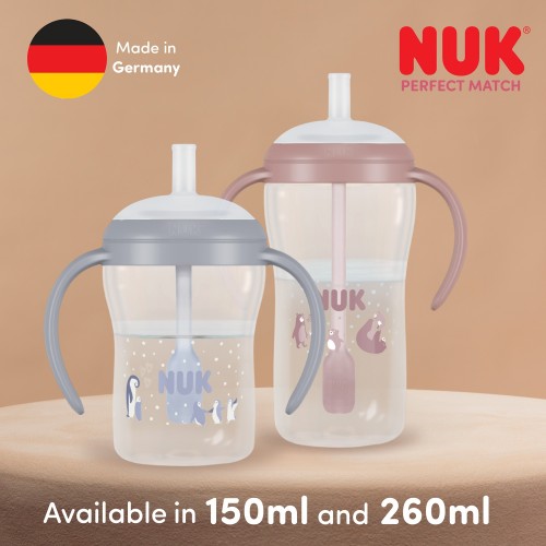 NUK Perfect Match Learner Straw Cup "Шишенце со Рачки и Некапечкo Цевче150/260ml" 8m+