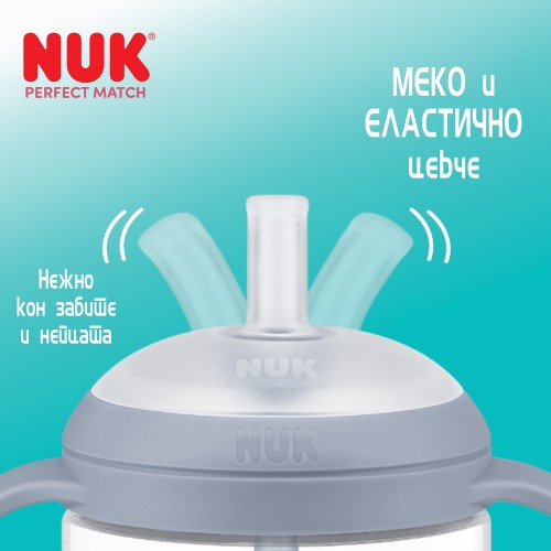 NUK Perfect Match Learner Straw Cup "Шишенце со Рачки и Некапечкo Цевче150/260ml" 8m+