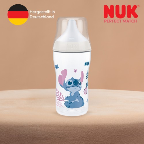 NUK Perfect Match Anti-Colic, Temperature Control Шишенце ПП силикон цуцла "Stitch" 260ml, 3m+