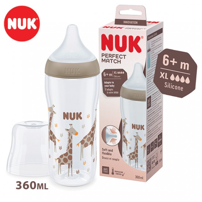 NUK Perfect Match Anti-Colic, Temperature Control Беби Шишенце ПП со силикон цуцла (360ml) 6+м