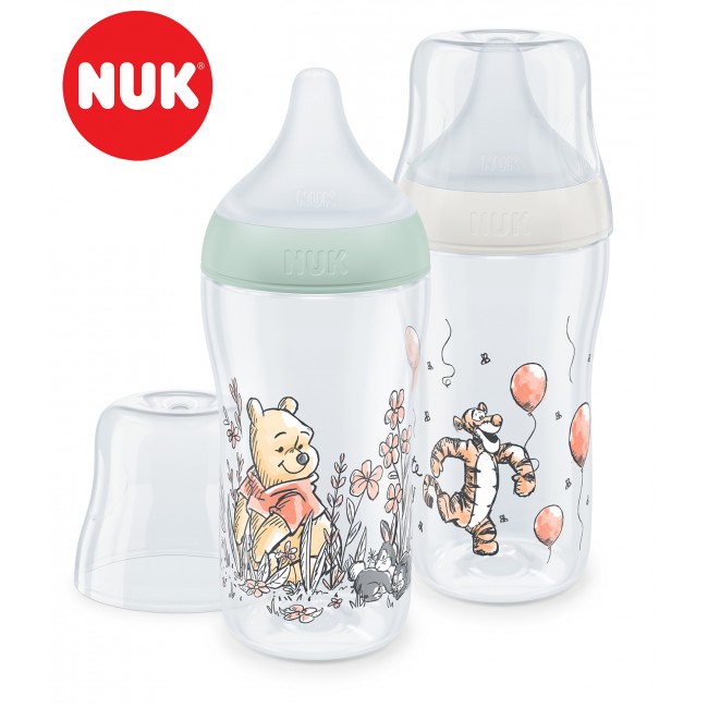 NUK Perfect Match Anti-Colic, Temperature Control Шишенце ПП силикон цуцла "Winnie The Pooh" 260ml, 0+м