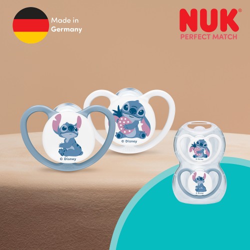 NUK Цуцла Лажалка Анатомска Силикон Perfect Match Air "STITCH" (0-18m) 2/box