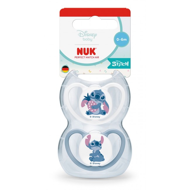 NUK Цуцла Лажалка Анатомска Силикон Perfect Match Air "STITCH" (0-18m) 2/box