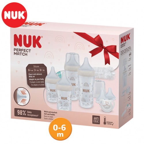 NUK Perfect Match Start Set Шишенца за бебиња "Rainbow" 0+м