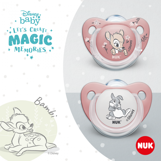 NUK Цуцла Лажалка Анатомска силикон "Disney Bambi" (0-6 и 6-18mes. 2/box)