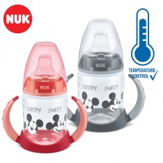 NUK PP First Choice+ шише 150мл со рачки и силикон клунче "Disney Mickey" - Tempеrature Control (6+мес.)