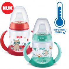NUK PP First Choice+ шише 150мл со рачки и силикон клунче  - Tempеrature Control (6+мес.)
