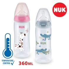 NUK First Choice+ шише ПП 360мл силикон цуцла XL (6-18мес.) - Temperature Control