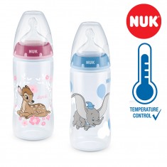 NUK First Choice+ шише ПП300мл силикон цуцла  "Dumbo & Bambi" (0-6мес.) - Temperature Control