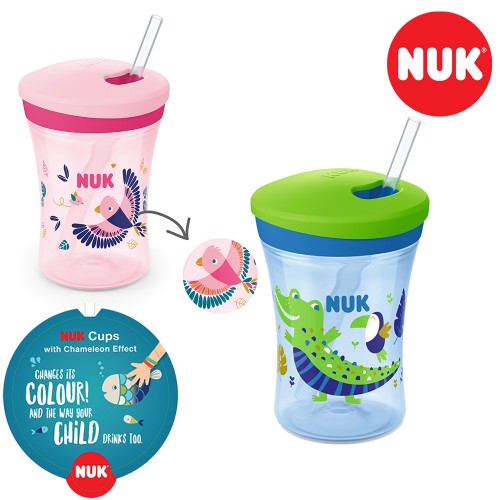 NUK Некапечка Чаша со цевка "Action Cup Evolution - Chameleon Color Change" 230мл (12+mes.)