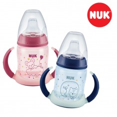 NUK PP First Choice+ Флуросцентно шише со рачки и силикон клунче 150ml "Glow in The Dark" (6+мес.)