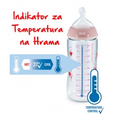 NUK First Choice+ шише ПП300мл силикон цуцла  "Peppa Pig" (6+ мес.) - Temperature Control