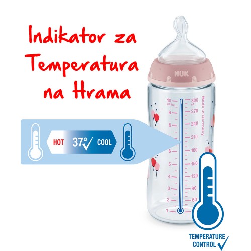 NUK First Choice+ шише ПП300мл силикон цуцла  "Disney Lion King" (6-18 мес.) - Temperature Control