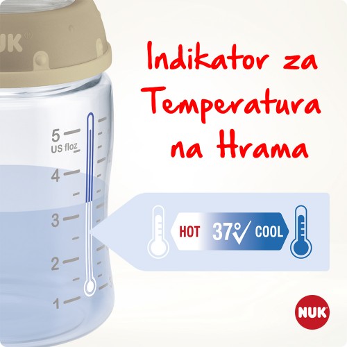 NUK Nature Sense шишенцe Стакло 120/240мл anatomic anti-colic цуцла (0+мес) - Temperature Control