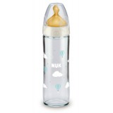 NUK New Classic беби шишенце Стакло 240 мл со силикон цуцла (0+м.)