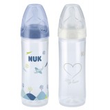 NUK New Classic беби шишенце (ПП) 250 мл со силикон цуцла (6-18м.) 1+1 gratis