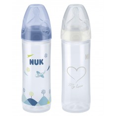 NUK New Classic беби шишенце (ПП) 250 мл со силикон цуцла (6-18м.) 1+1 gratis