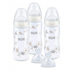NUK First Choice+ Сет од 3 шишенца и 2 цуцли (0-6 м.)