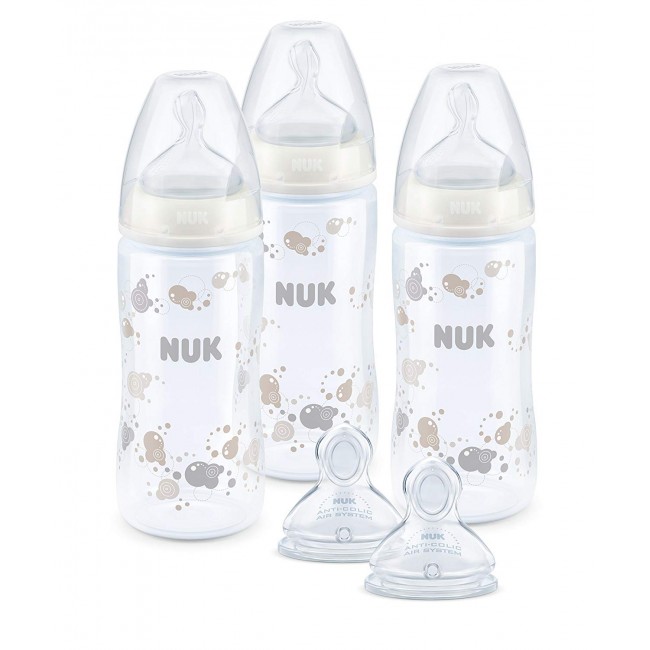 NUK First Choice+ Сет од 3 шишенца и 2 цуцли (0-6 м.)