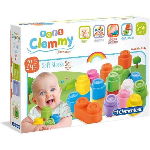 Clementoni Baby 24 Меки Големи Коцки во Кутија (6-36 мес.)