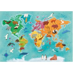 Clementoni Explore Maps Мапа на Животни во Светот 250пар.(7+год.)