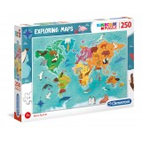 Clementoni Explore Maps Мапа на Животни во Светот 250пар.(7+год.)