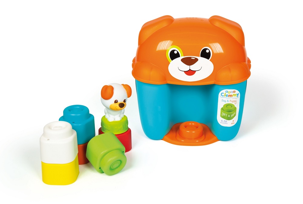 Clementoni Clemmy Baby Кутија со меки Коцки "Dog & Puppy" (6-36mes.)